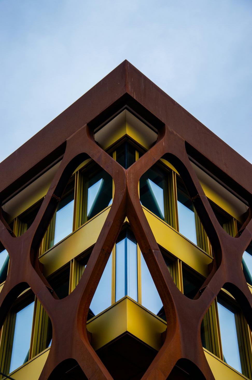 Geometric architectural forms with natural materials